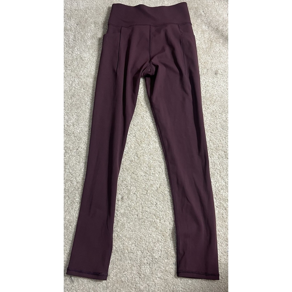 Linksoul Womens High Rise Activewear‎ Leggings Pockets LSW604 Size S Burgundy